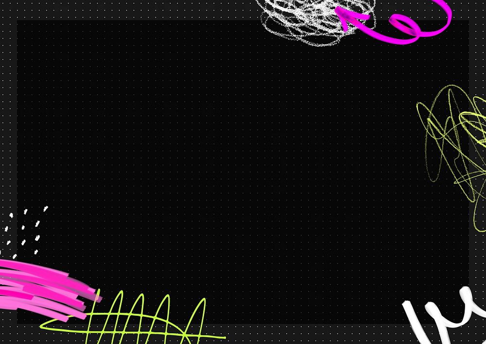 Abstract messy scribble background, black frame design