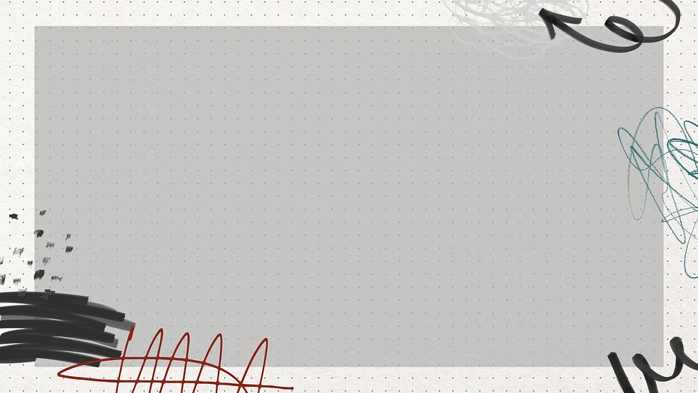Abstract messy scribble computer wallpaper, off-white frame design