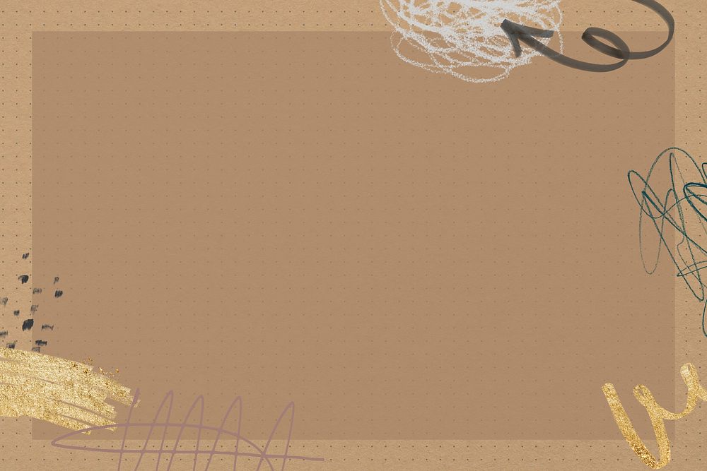 Abstract messy scribble background, brown frame design