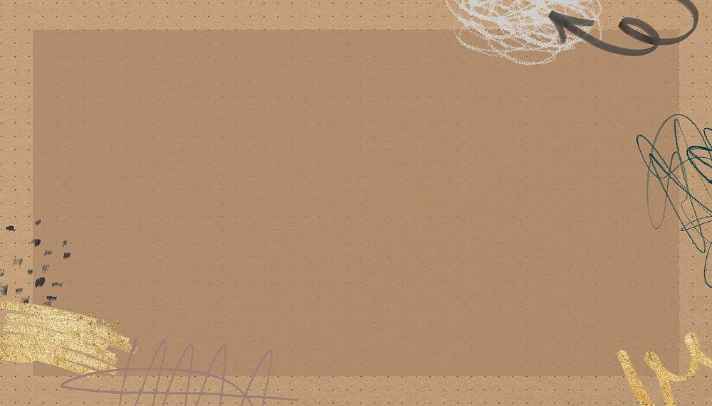 Abstract messy scribble background, brown frame design