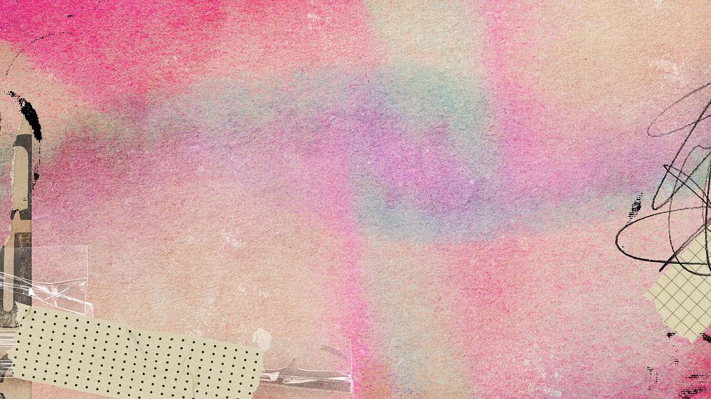 Pink holographic paper desktop wallpaper, washi tape border
