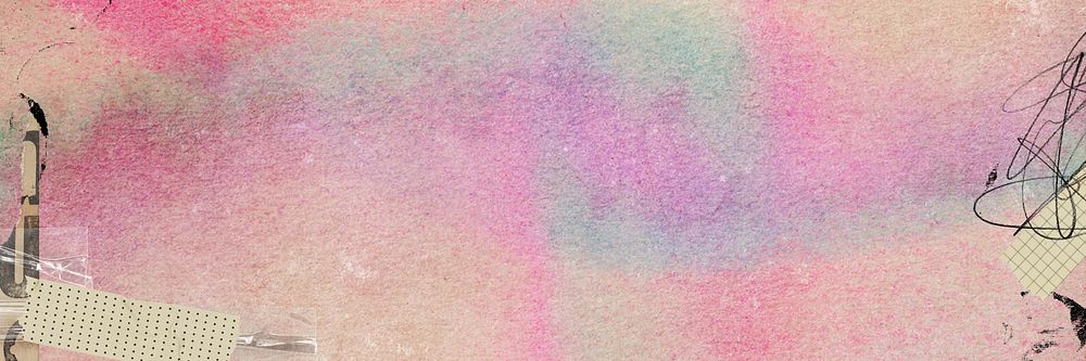 Pink holographic paper background, washi tape border