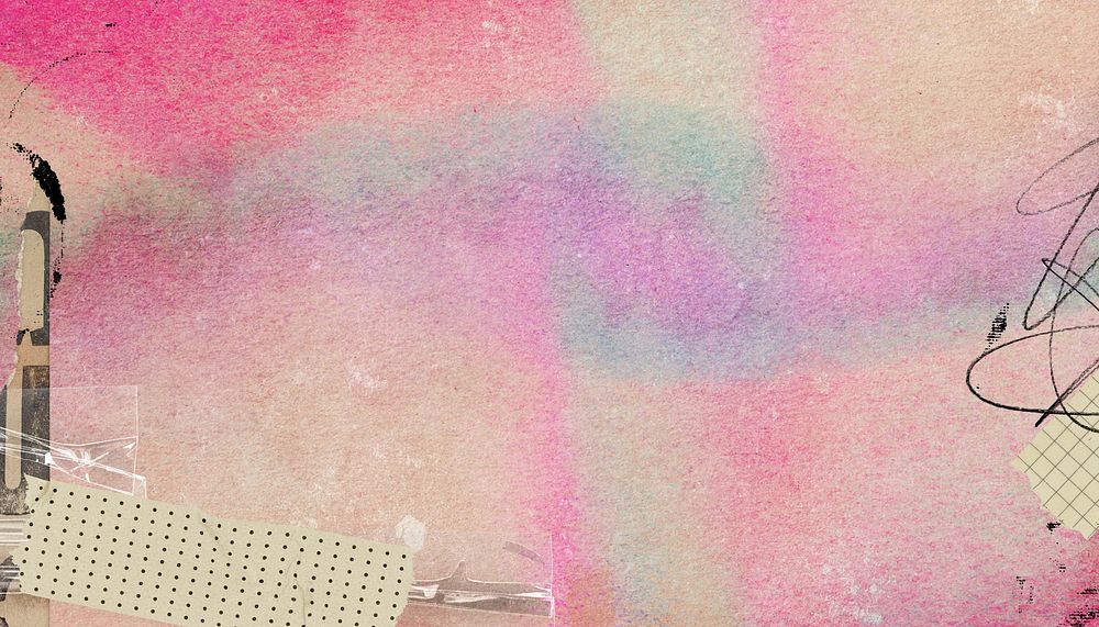 Pink holographic paper background, washi tape border