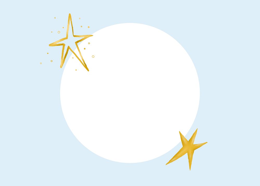 Blue circle frame background, gold stars