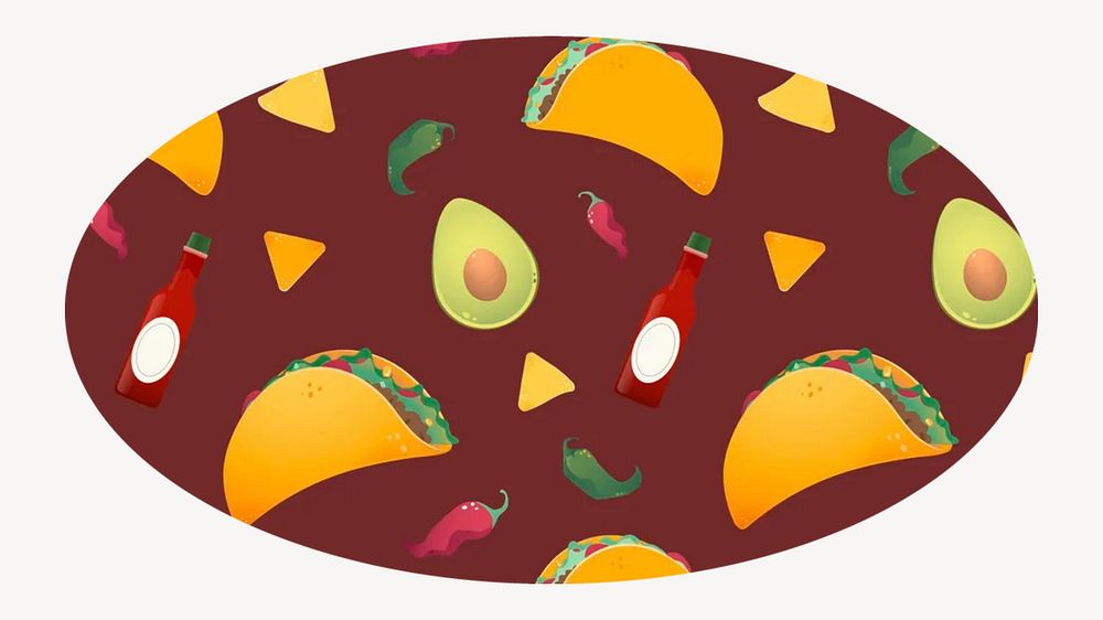 Mexican taco, oval food badge design