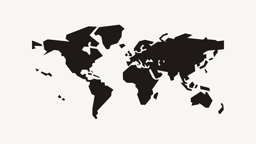 World continents clip art vector. Free public domain CC0 image.