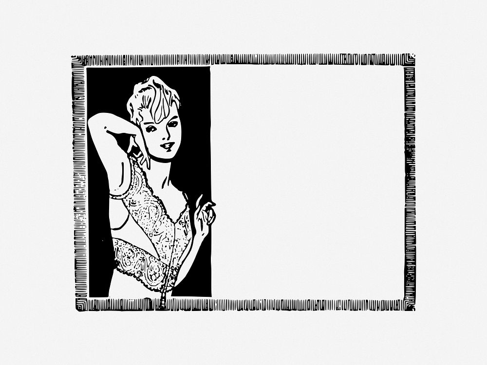 Vintage woman frame clip art. Free public domain CC0 image.