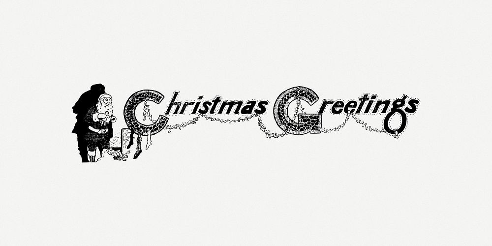Christmas greetings clip art psd. Free public domain CC0 image.