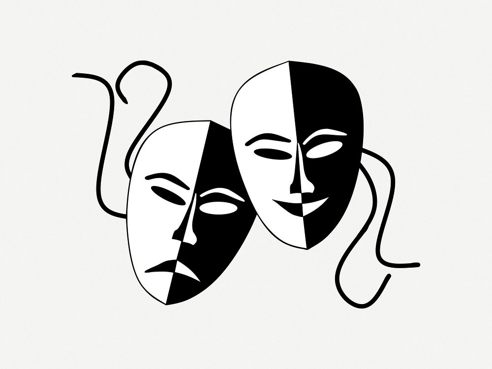 Theatre mask clip art psd. Free public domain CC0 image.