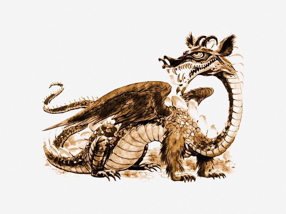 Dragon clip art isolated design. Free public domain CC0 image.