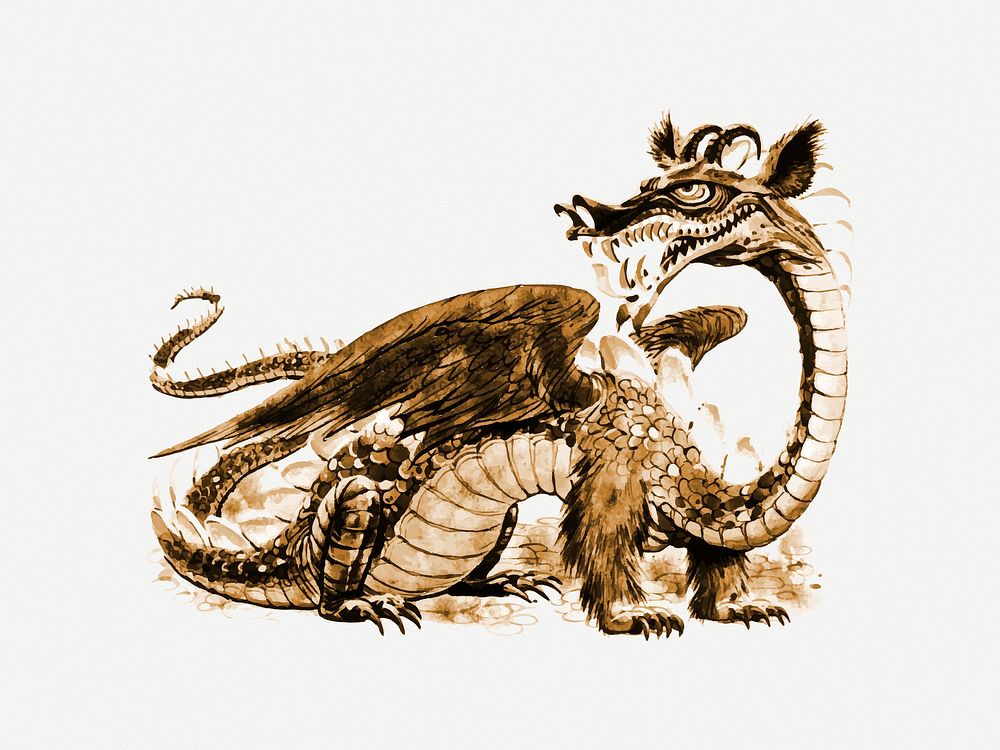 Dragon clip art psd. Free public domain CC0 image.