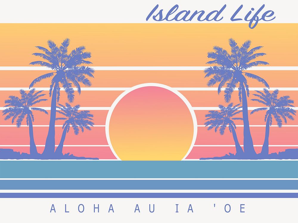 Island life illustration. Free public domain CC0 image.