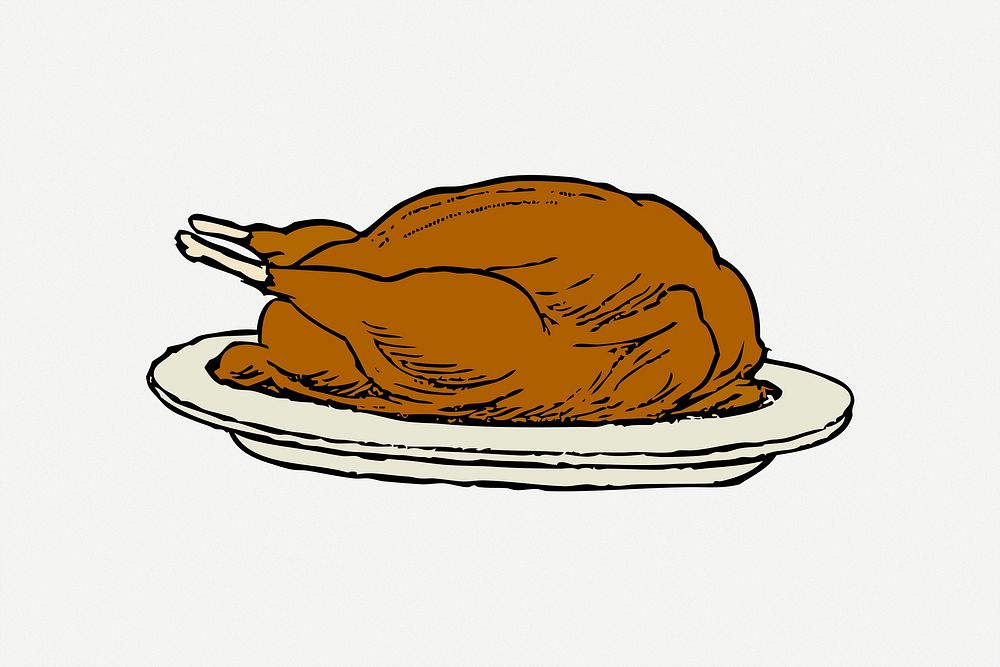 Roasted chicken clipart psd. Free public domain CC0 image.