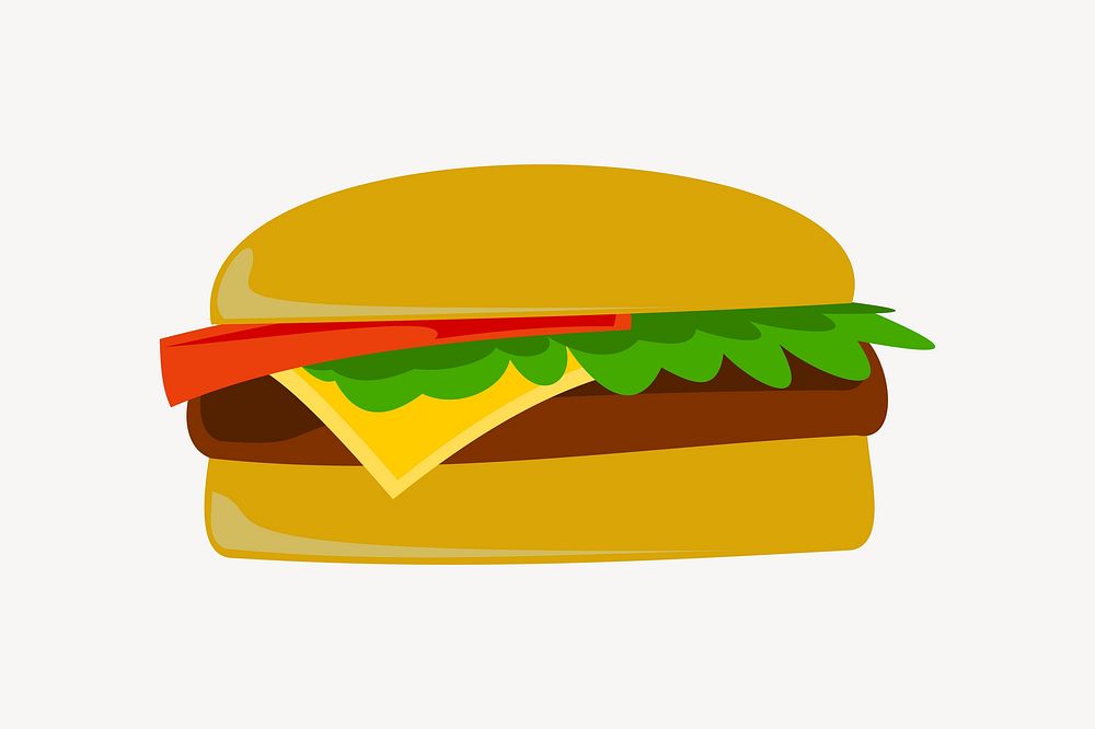 Hamburger illustration. Free public domain CC0 image.
