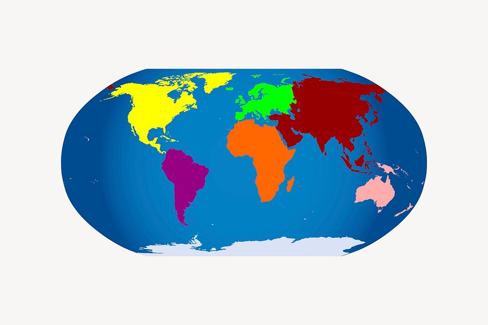 World map illustration psd. Free public domain CC0 image.