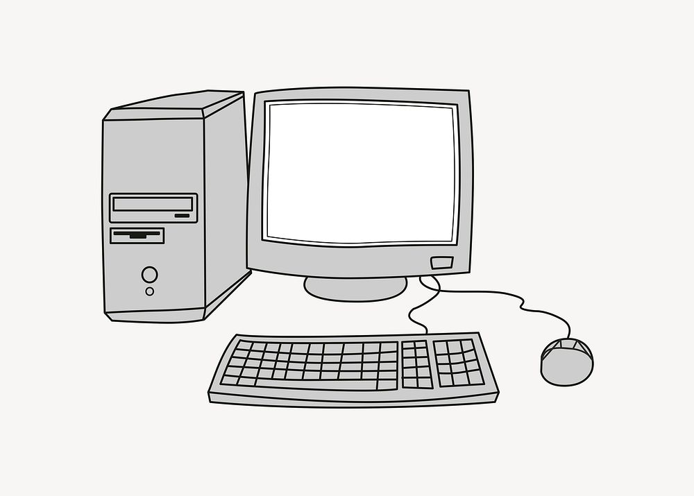 Desktop computer illustration psd. Free public domain CC0 image.