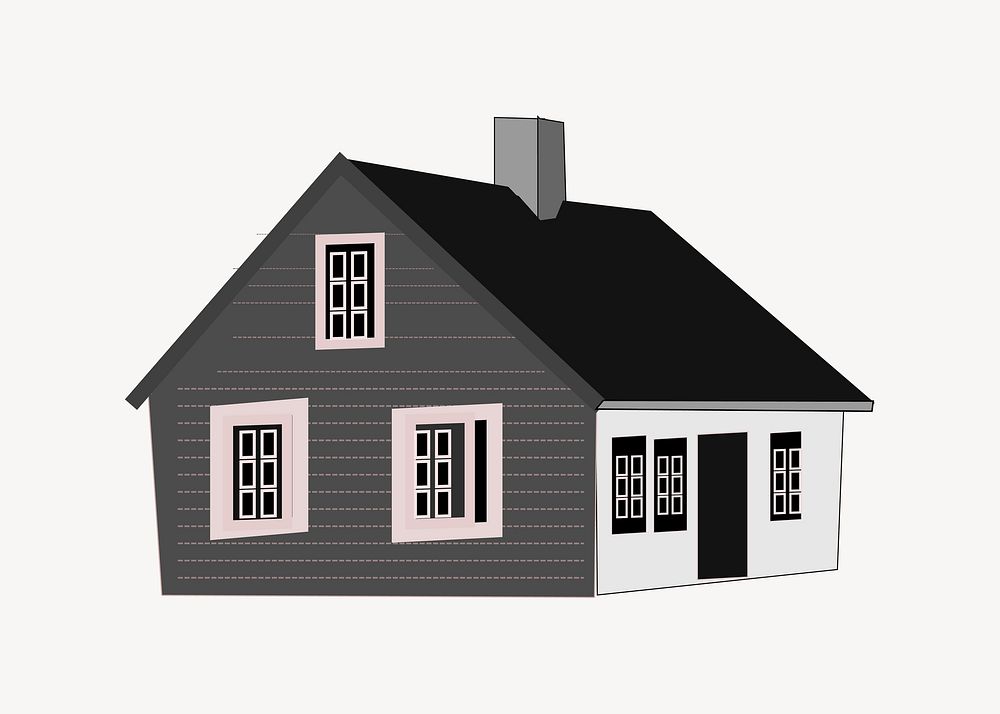 Cottage house illustration. Free public domain CC0 image.