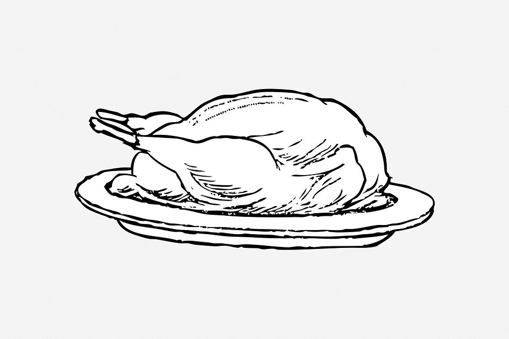 Roasted chicken clipart vector. Free public domain CC0 image.