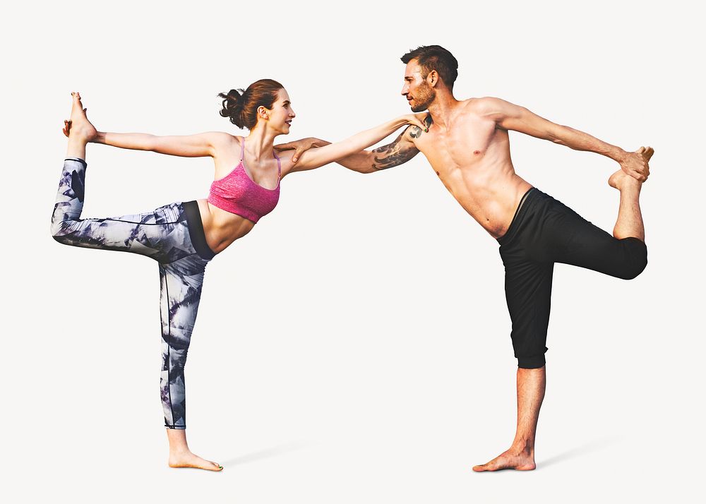 Yoga mate exercise couple isolated image