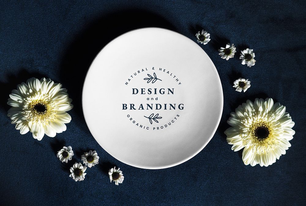 Floral design and branding plate mockup