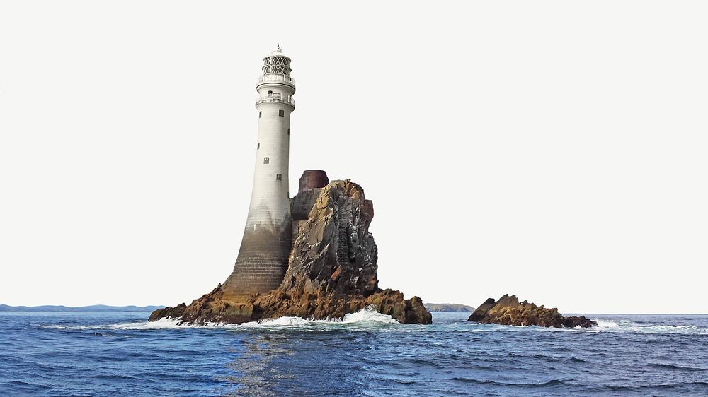 Lighthouse in the ocean collage element psd