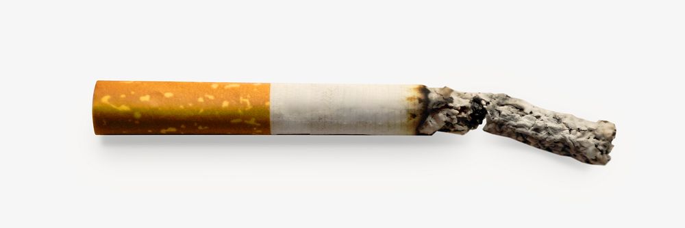 Cigarette smoking, isolated image
