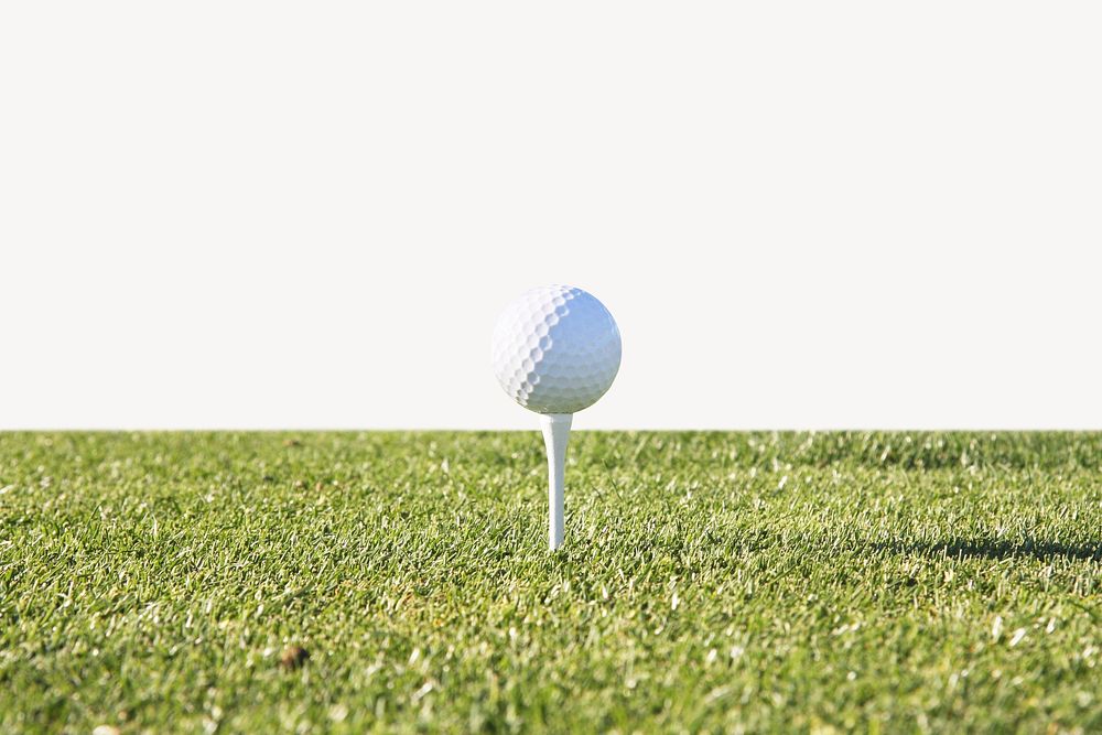 Golf ball on green grass collage element psd