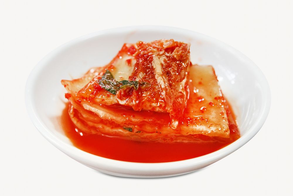 Kimchi image, food photo on white