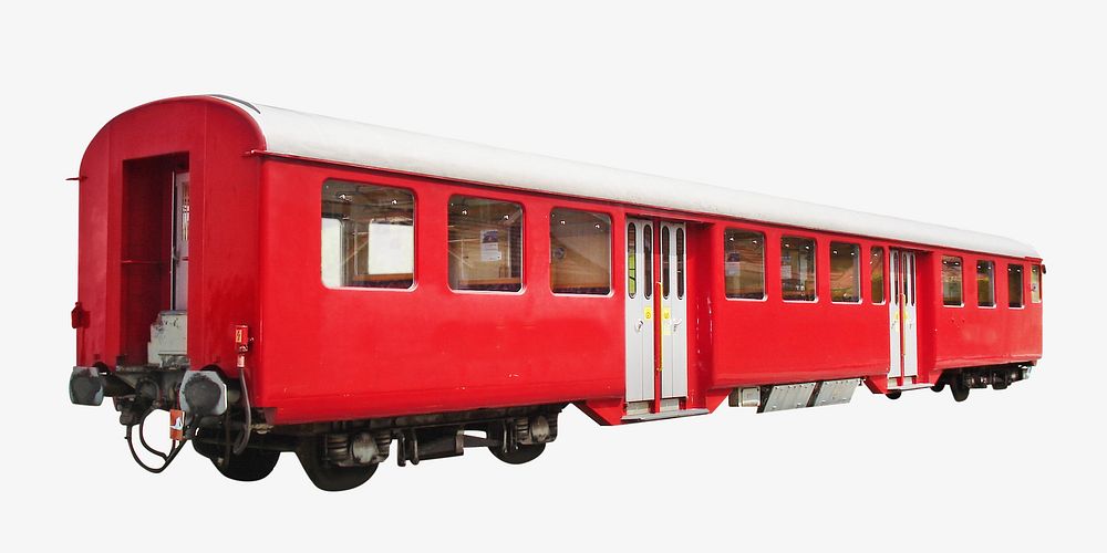 Red train carriage, isolated object