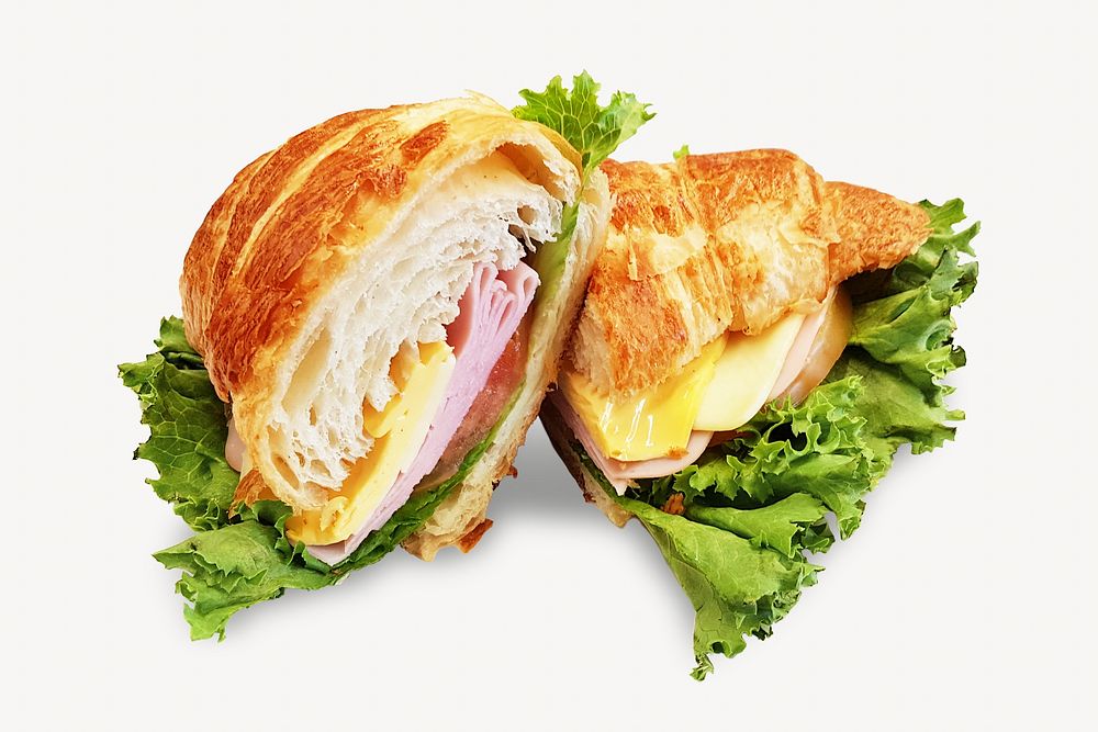 Ham cheese croissant isolated object