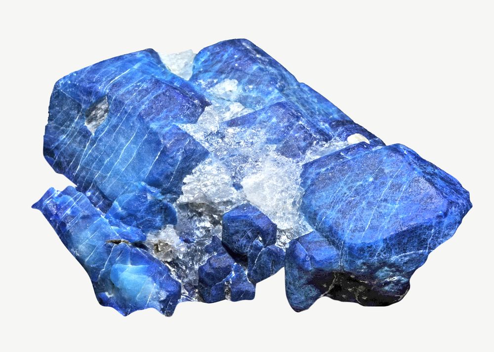 Blue sapphire mineral isolated object psd