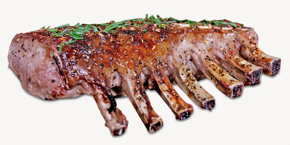 Grilled lamb rack isolated object