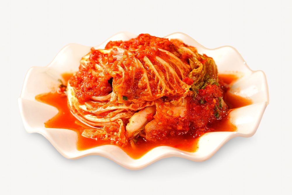 Kimchi image, food photo on white