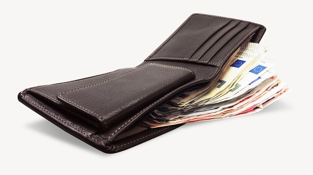 Cash in wallet, isolated object
