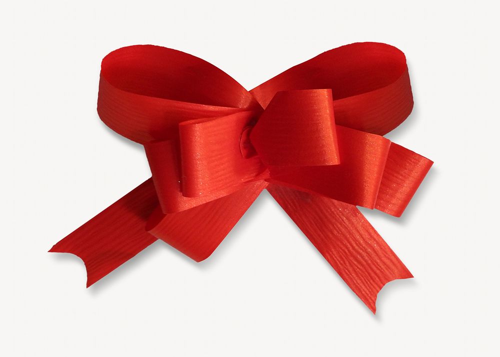 Red bow, isolated object on white