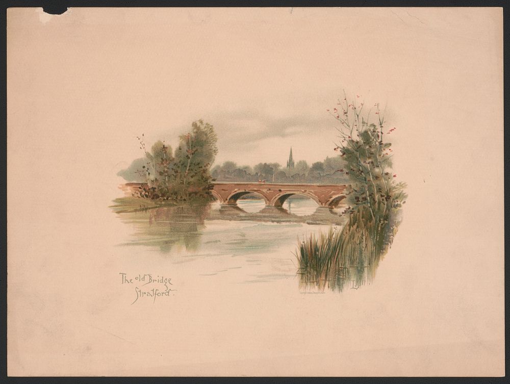 The Old bridge, Stratford  L.K.H. (1888) by Harlow, Louis K. (Louis Kinney)