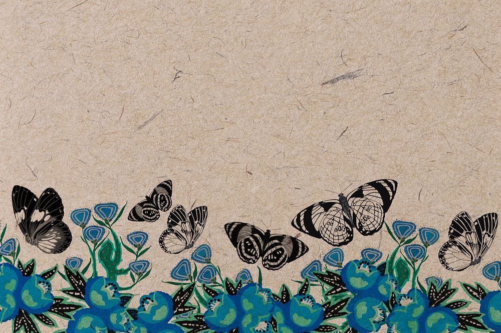 Vintage butterflies border background, insect illustrations by E.A. Séguy, remixed by rawpixel.