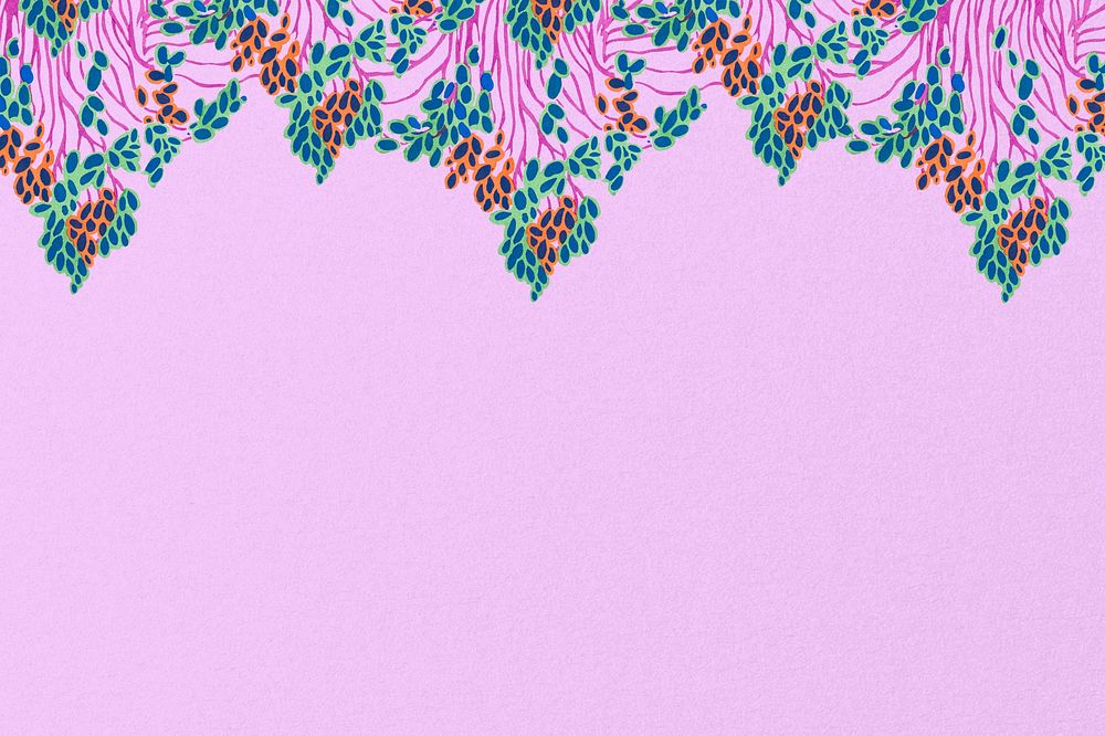 Abstract flower border background, pink vintage, remixed from the artwork of E.A. Séguy.