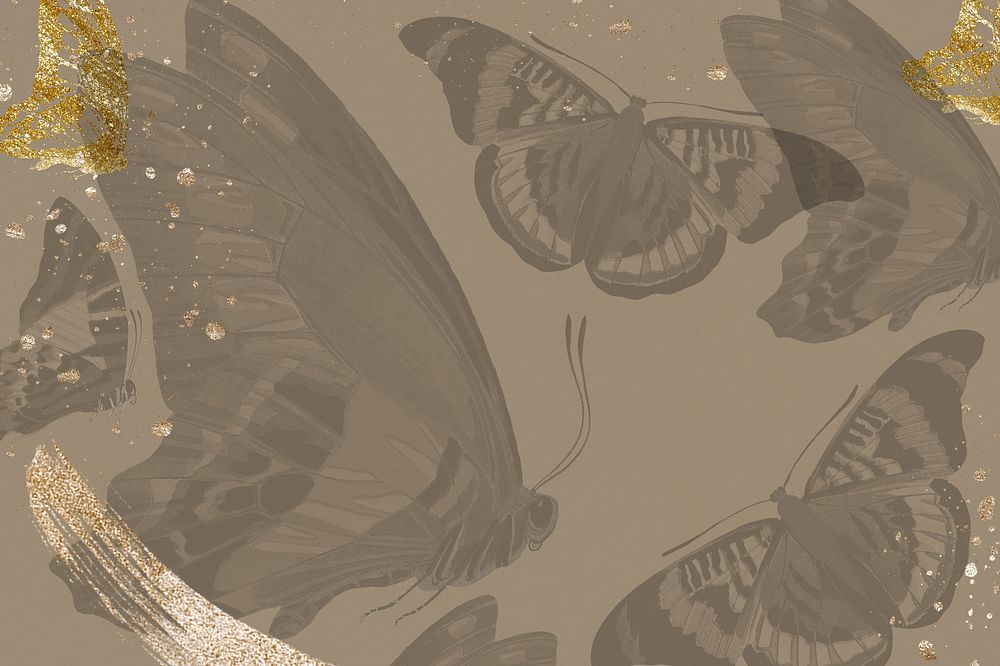 Aesthetic butterfly patterned background, vintage illustration, remixed from the artwork of E.A. S&eacute;guy.