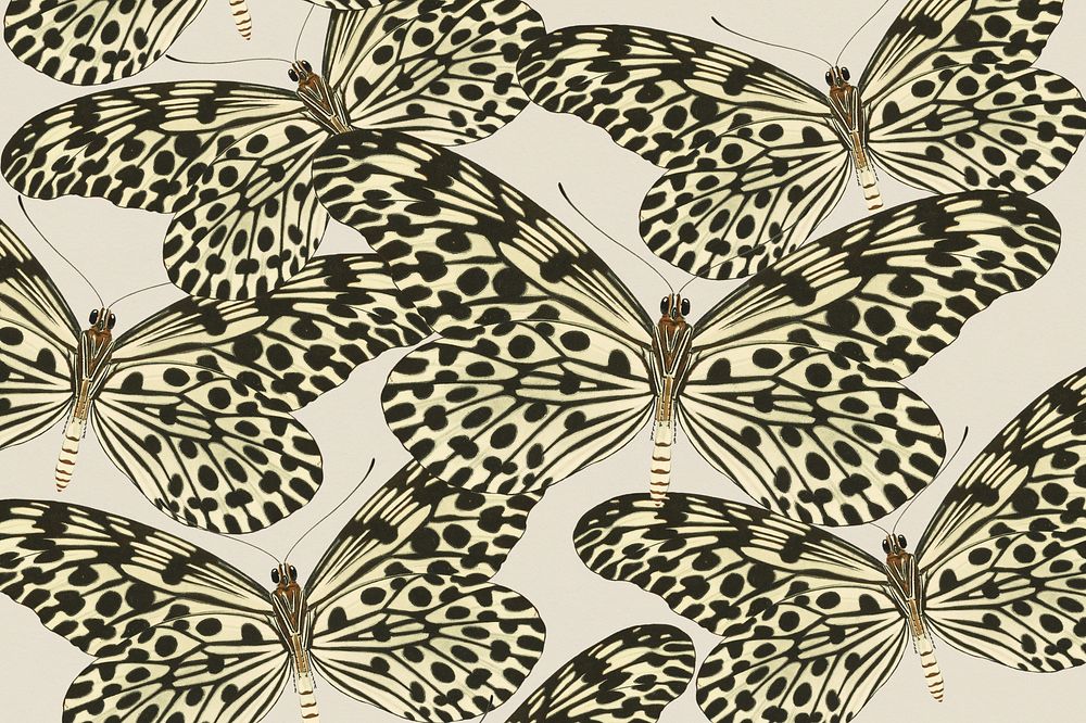 E.A. S&eacute;guy's butterfly patterned background, vintage illustration, remixed by rawpixel.