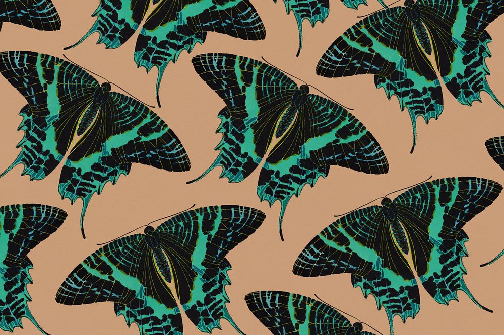 E.A. S&eacute;guy's butterfly patterned background, brown design, remixed by rawpixel.