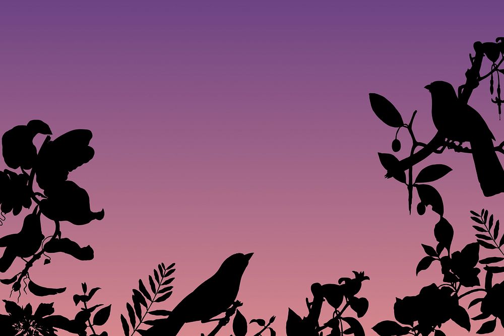 Purple aesthetic botanical border background