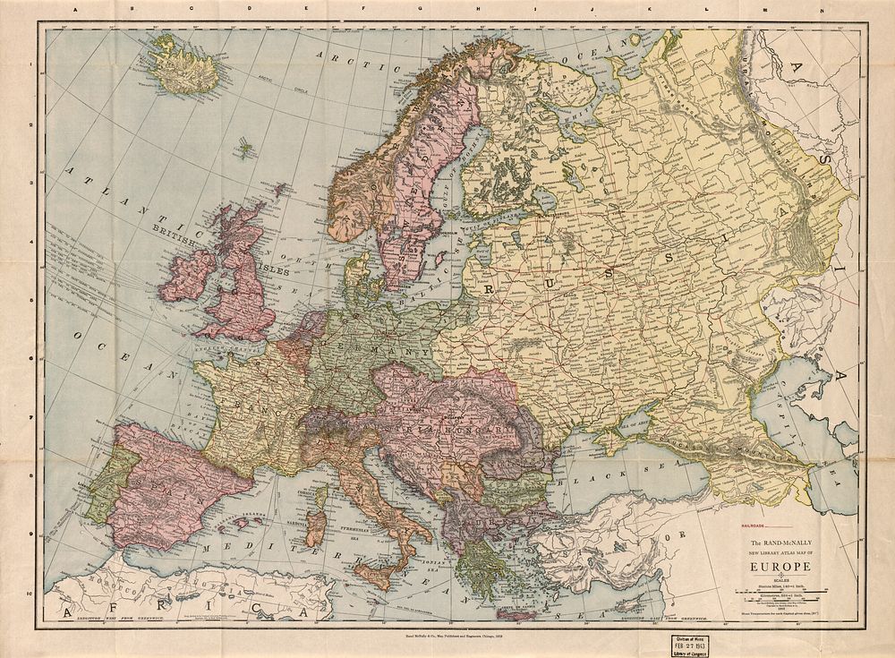 The Rand-McNally new library atlas map of Europe (1912) by Rand McNally and Company 