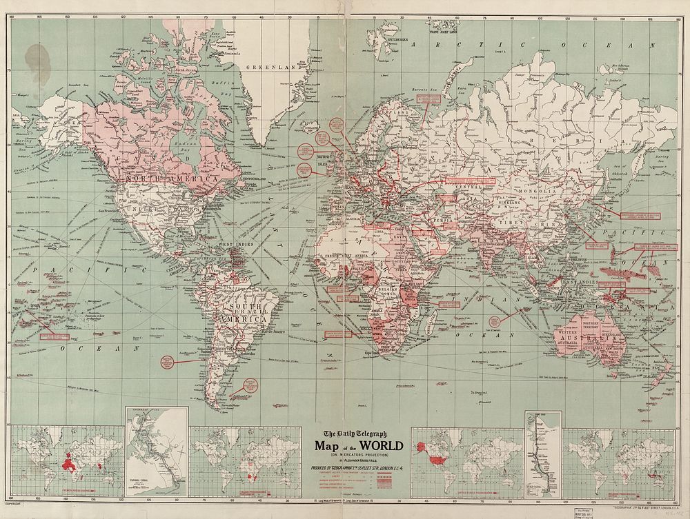 The Daily Telegraph map of the world on Mercator's projection (1918) by London : "Geographia" Ltd.