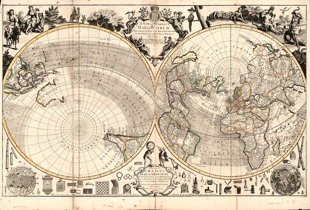 A new and correct map of the world projected upon the plane of the horizon laid down from the newest discoveries and most…