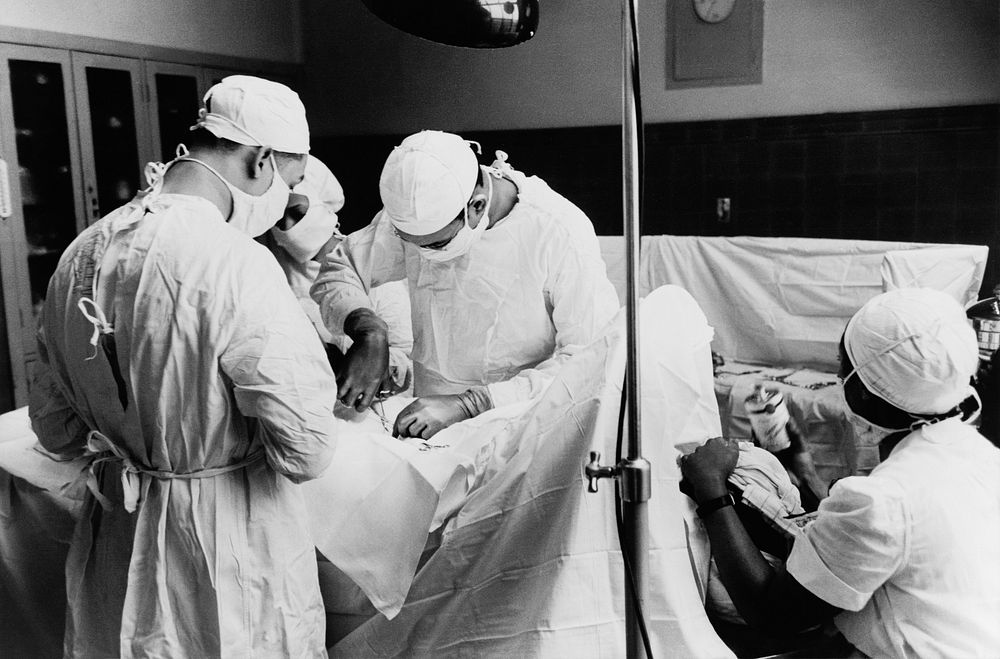 Operation at Provident Hospital on South Side of Chicago, Illinois (1941) vintage photograph. Original public domain image…