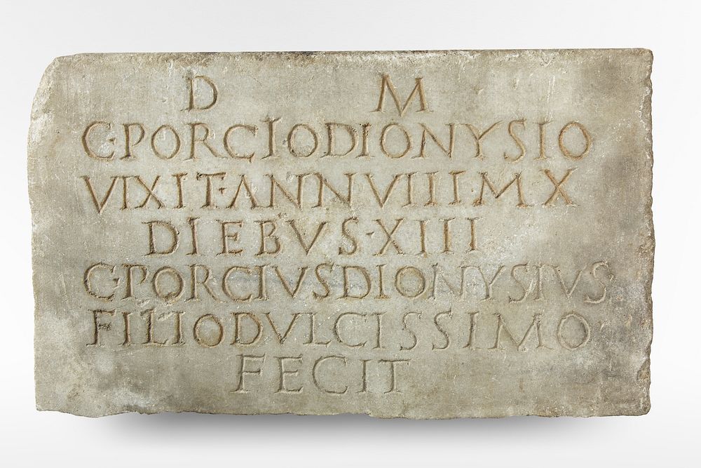 Marble plaque with funerary inscription (1st&ndash;2nd century CE). Original public domain image from The MET Museum.…