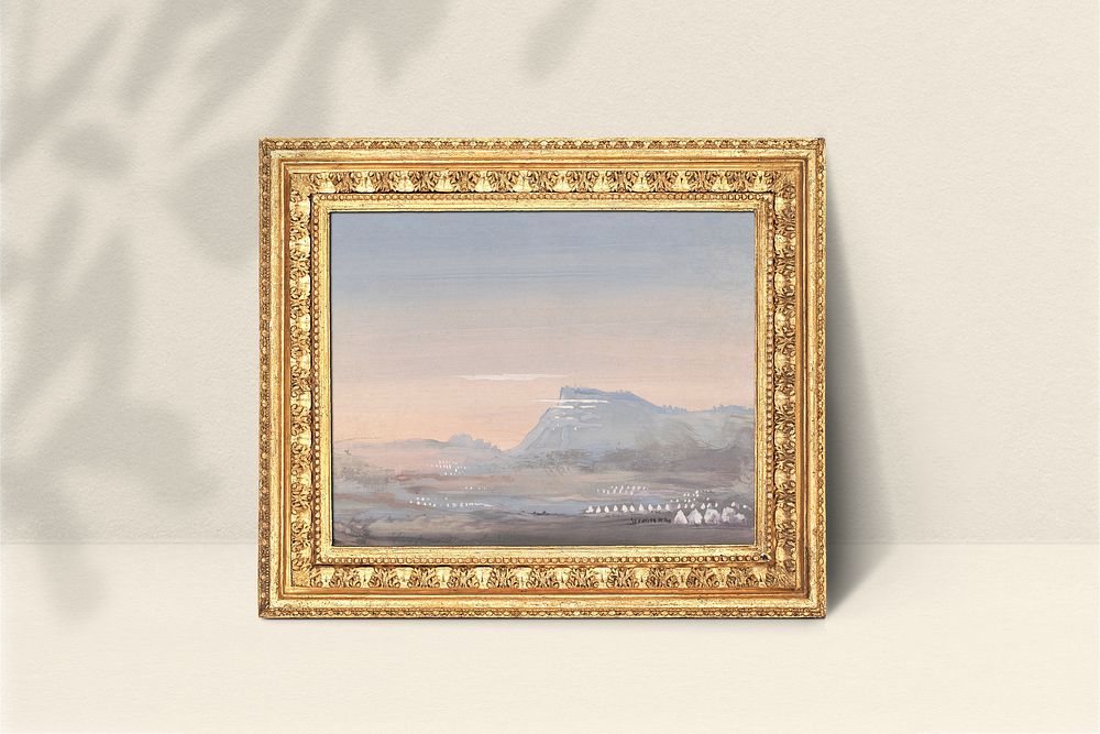 Gold picture frame, vintage design with Lookout Mountain, Tennessee painting. Remixed by rawpixel.