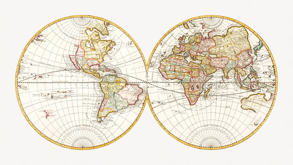 Map of the World, vintage illustration by Karel Allard. Remixed by rawpixel.