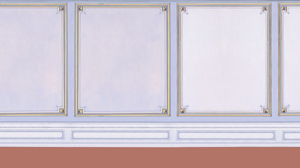 Vintage wall paneling desktop wallpaper, 19th century interior painting. Remixed by rawpixel.